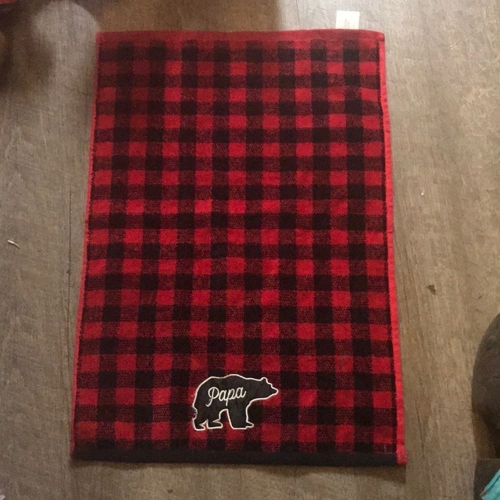 St. Nicholas square papa bear plaid kitchen towel